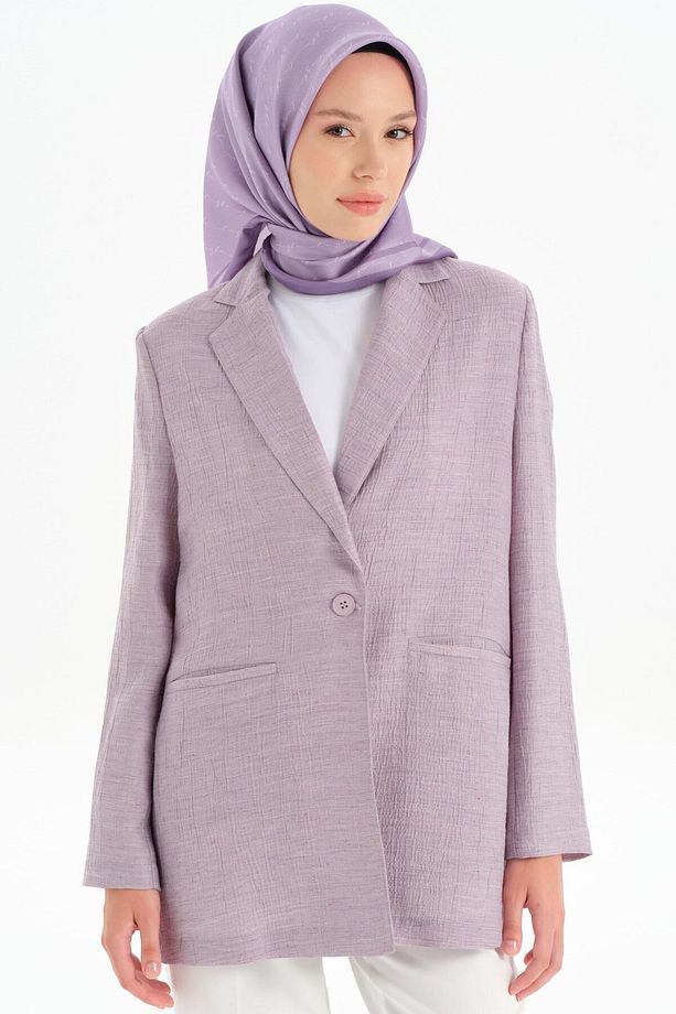 Tek Düğmeli Ceket - Lila - 2