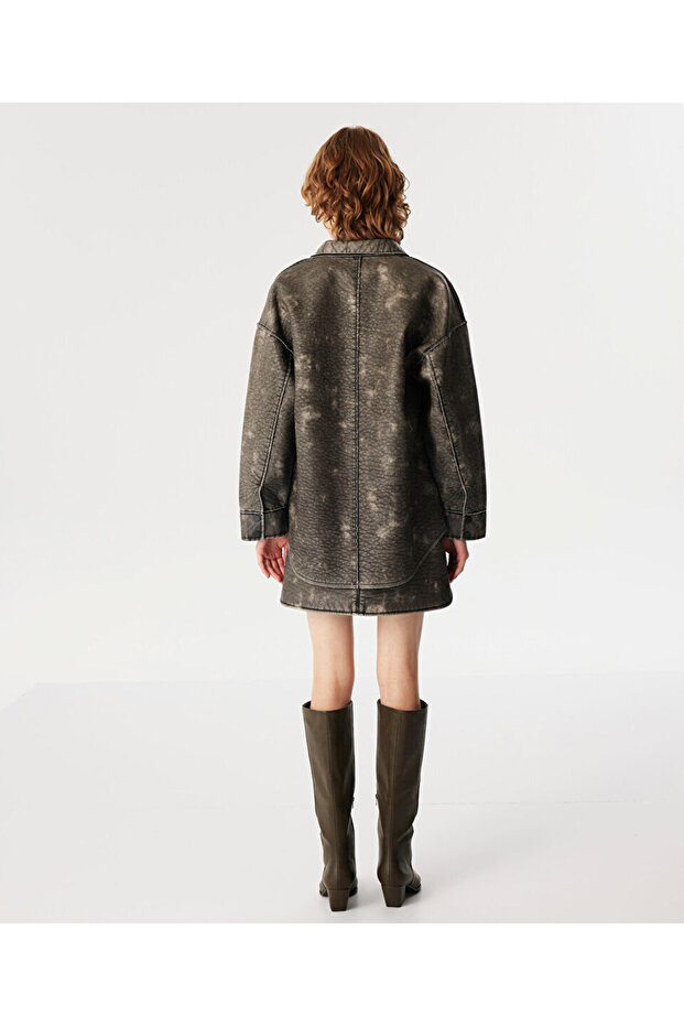 ESKİTİLMİŞ DERİ GÖRÜNÜMLÜ CEKET - 6