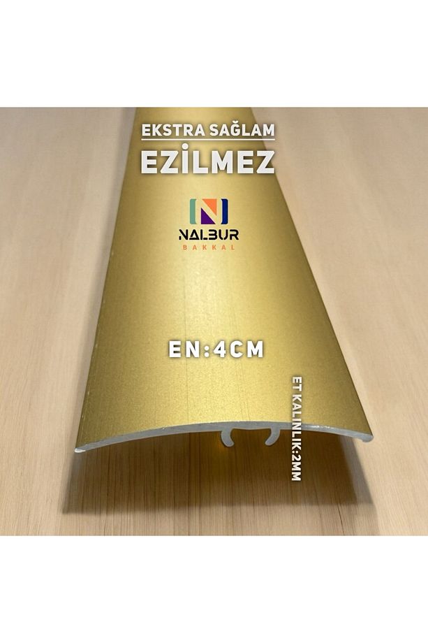Geniş 4cm Kapı Eşik Profili Parke Kapı Altı Çıtası Sarı Alüminyum 80 Cm Ekstra Kalın - 1