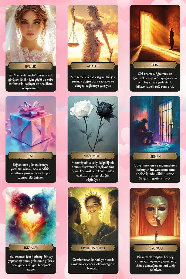 Kalbin Bağlantıları / 90 Adet Açıklamalı Aşk ve İlişki Durumları Tarot Kehanet Kartı - 4
