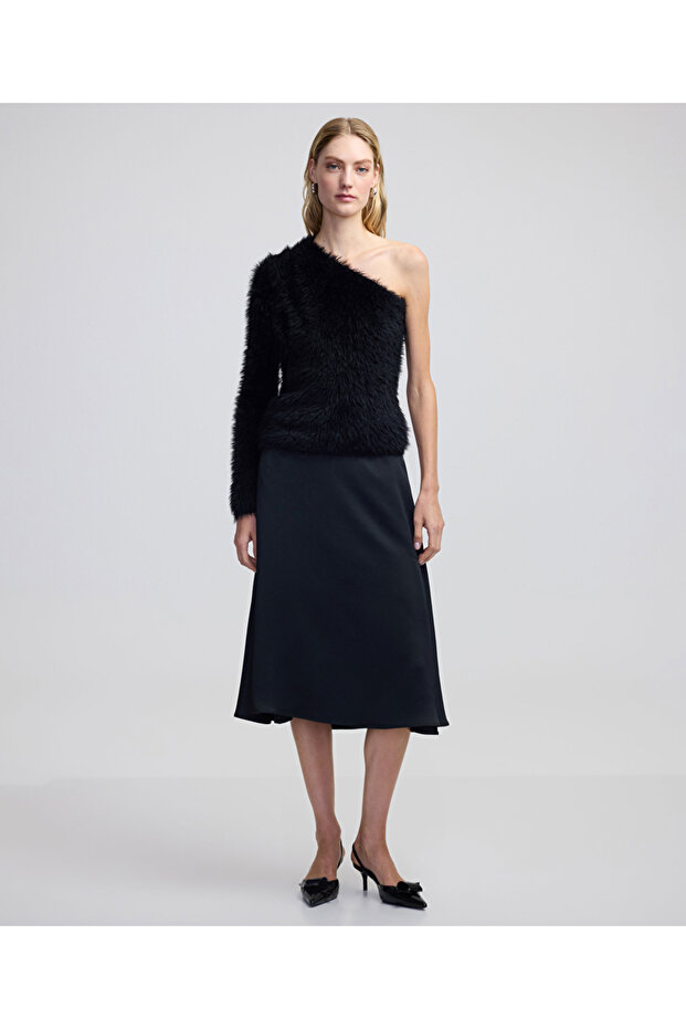 Asimetrik kol pelüş triko - 2