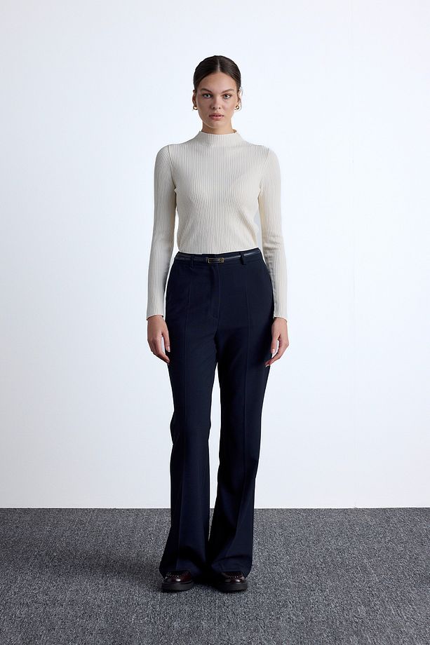 FLARE PAÇA KLASİK PANTOLON LACİVERT - 8