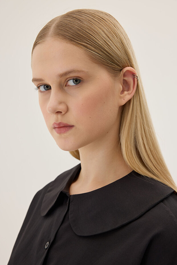 Bebe yaka gömlek - siyah - 3