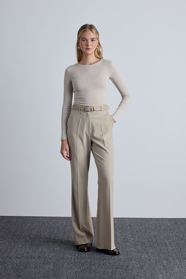 FLARE PAÇA KLASİK PANTOLON BEJ - 2