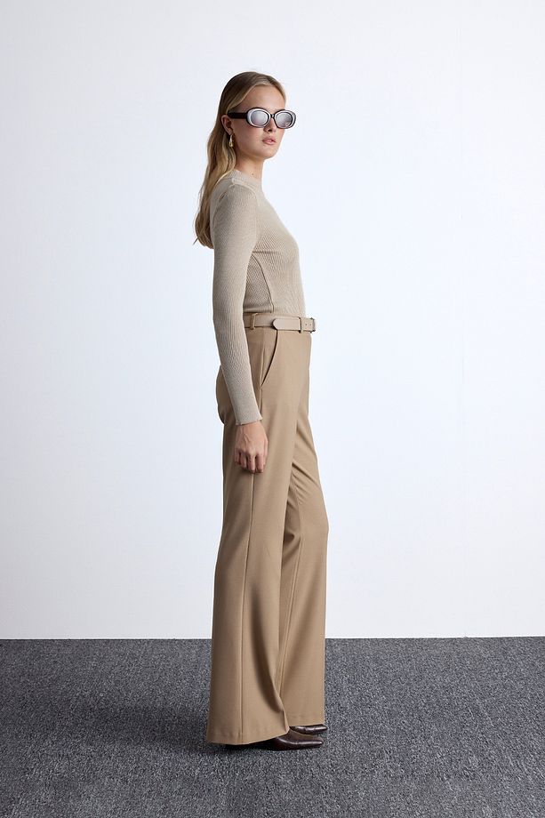 FLARE PAÇA KLASİK PANTOLON CAMEL - 3