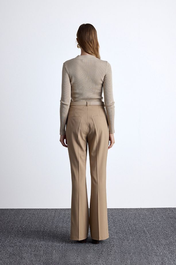 FLARE PAÇA KLASİK PANTOLON CAMEL - 4