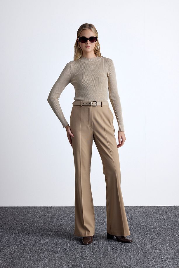 FLARE PAÇA KLASİK PANTOLON CAMEL - 2
