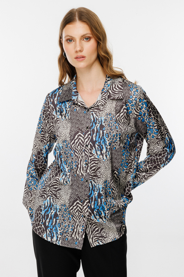 Polo Yaka Desenli Bluz - 2