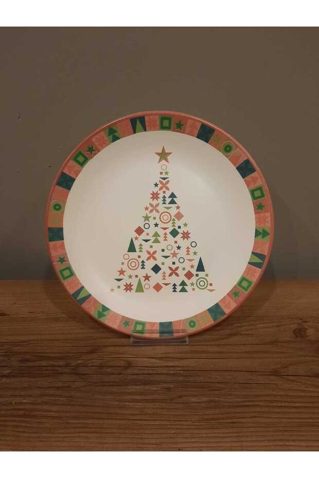 KERAMİKA SERVİS TABAĞI 26 CM 6 ADET MAT DESENLİ YILBAŞI - 6