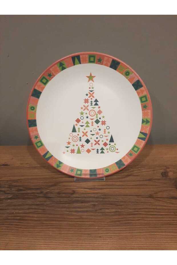 KERAMİKA SERVİS TABAĞI 26 CM 6 ADET MAT DESENLİ YILBAŞI - 8