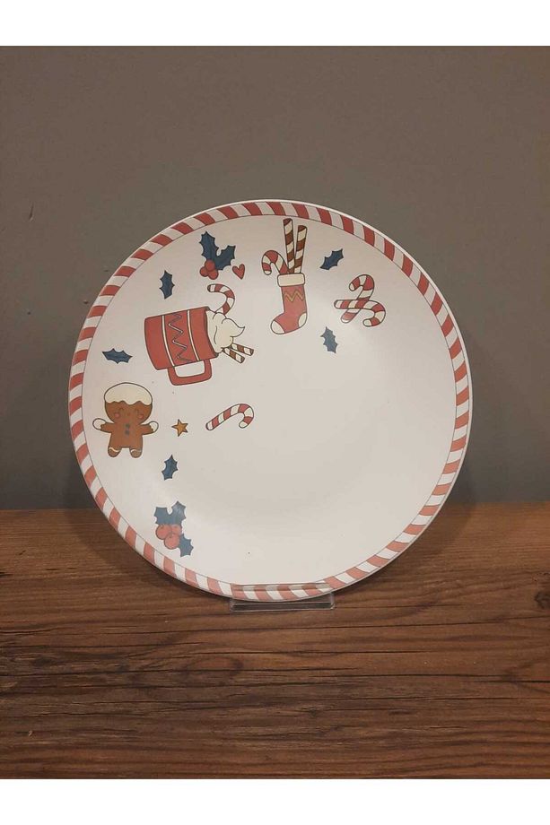 KERAMİKA SERVİS TABAĞI 26 CM 6 ADET MAT DESENLİ YILBAŞI - 7