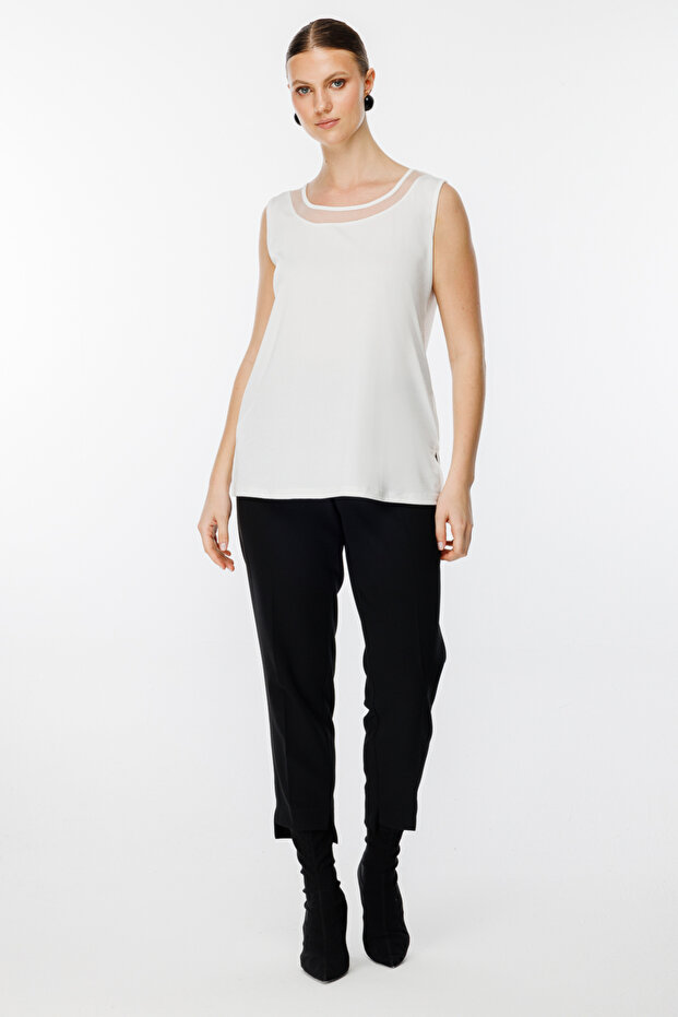 Yakası Tül Basic Bluz - 4