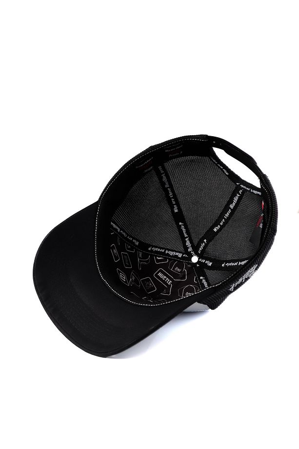 V1 Wake Up Logolu Siyah-beyaz Trucker Şapka - 3
