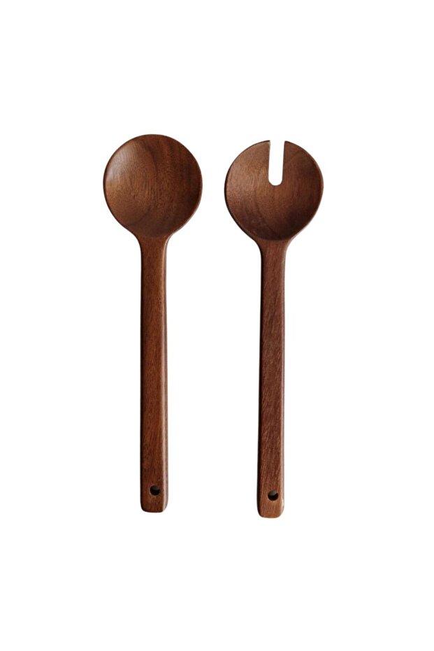 Mien Durable Wooden Acacia Set of 2 Salad Spoons 7B40