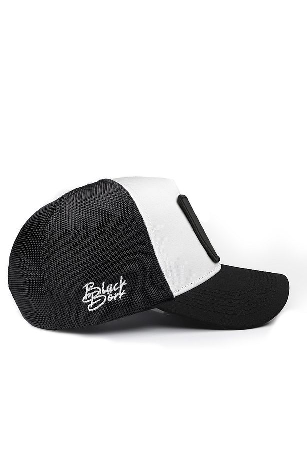 V1 Wake Up Logolu Siyah-beyaz Trucker Şapka - 2