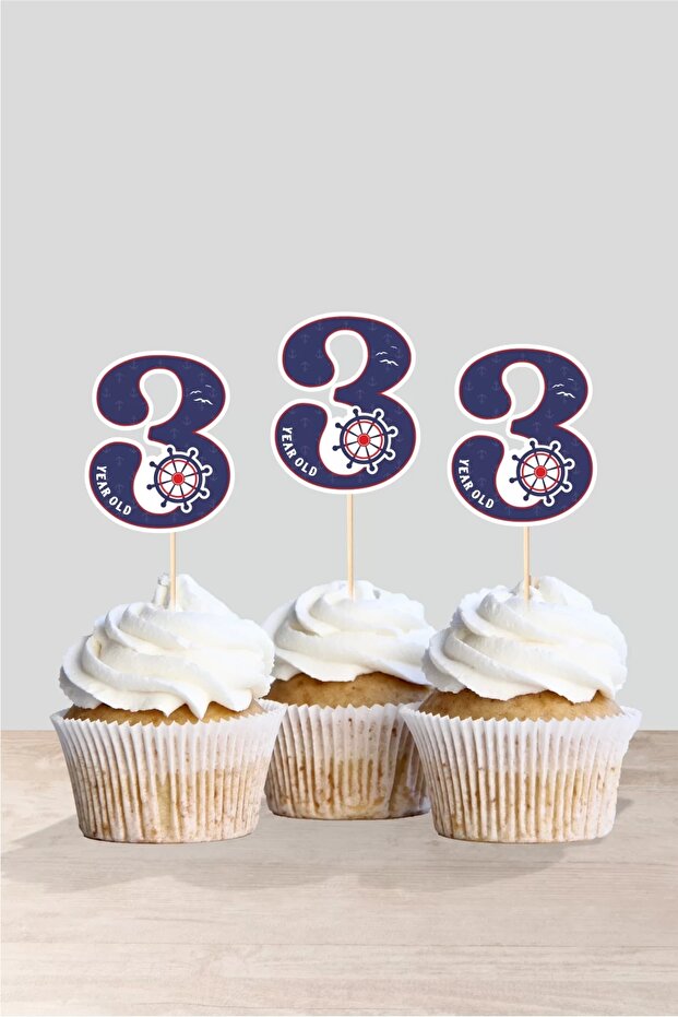 بحار تحت عنوان * 3 (ثلاث) سنة زخرفة كب كيك '10'