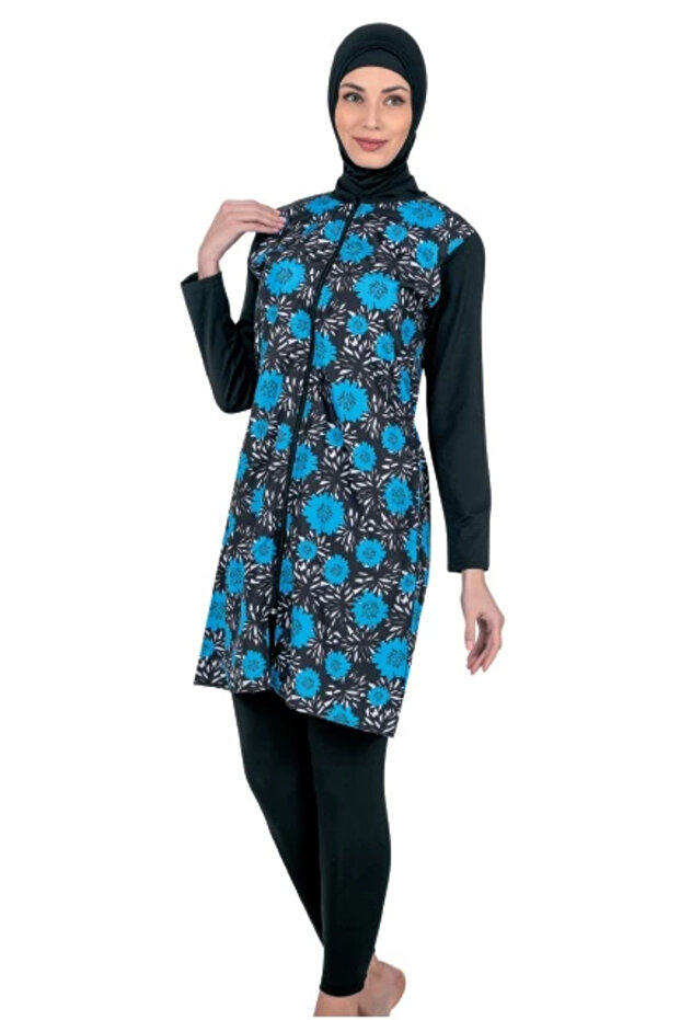 3121 Patterned Hijab Swimsuit