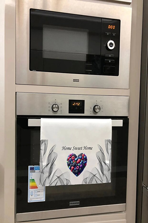 Güzel Evim Hearted Forest Fruit Kitchen Drying and Oven White Hand Towel 100% Cotton 35X50Cm