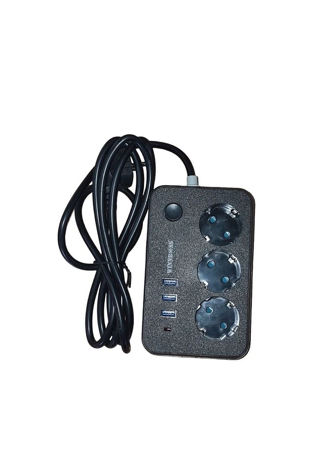 Akım Korumalı / 2 X Usb - 1 X Type-c Girişli / 3'lü Priz Uzatma Kablosu 2mt - 2