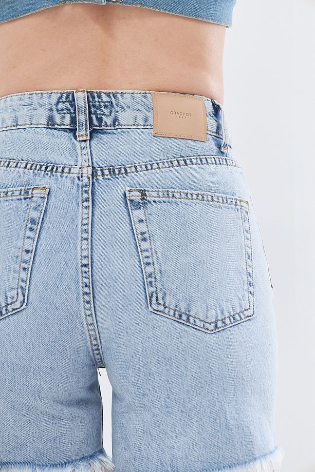 TREND Yıpratmalı  Denim  Şort - 6