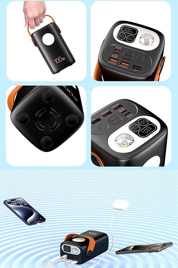 60000 mAh Büyük Kapasiteli Güç Bankası Dizüstü Bilgisayar için Taşınabilir 100 W USB C Hızlı Şarj - 1