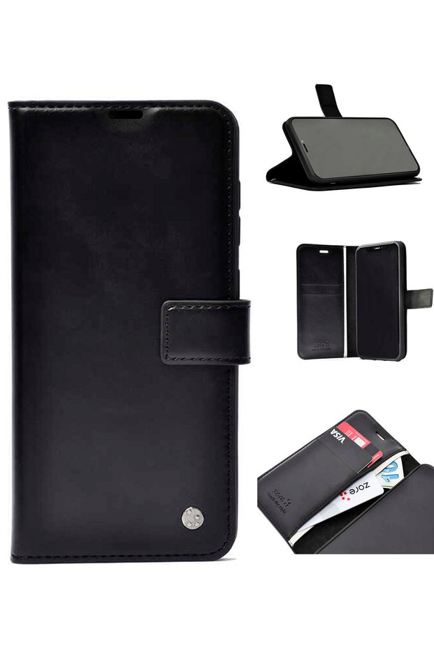 Vivo Y36 4g - Case 360 Full Protection Cover Wallet Case with Card Holder Card Compartment - Black