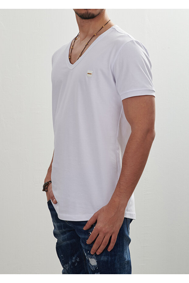 Basic Derin Yaka T-Shirt - 3