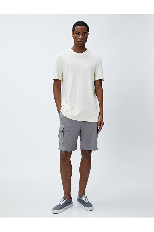Cargo Shorts Slim Cut with Pocket Detail and Lace Waist