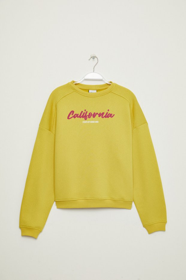 Jonquel Women's Green Sweatshirt with City Theme Print Detail