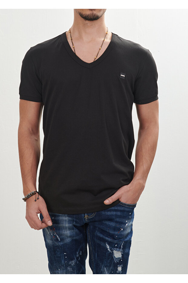 Basic Derin Yaka T-Shirt - 2