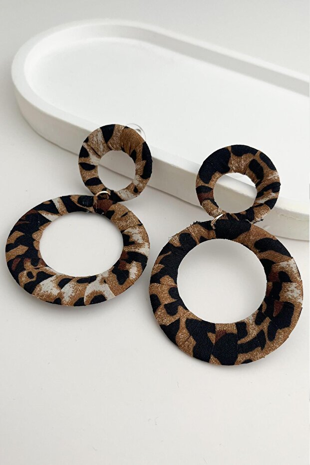 Ring Detail Leopard Dangle Earrings (7cm) - 2