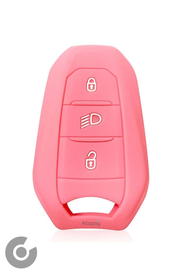 Peugeot Compatible 2008, 3008, 4008, 5008, 208, 308, 408, 508, Rifter Flat Silicone Key Case Cover (Pink)