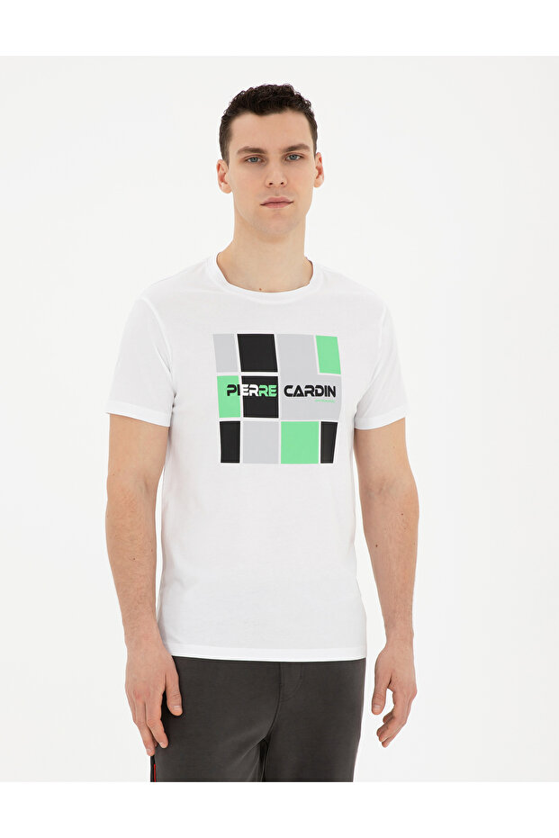 White Slim Fit 100% Cotton Crew Neck T-Shirt 50280970-Vr013