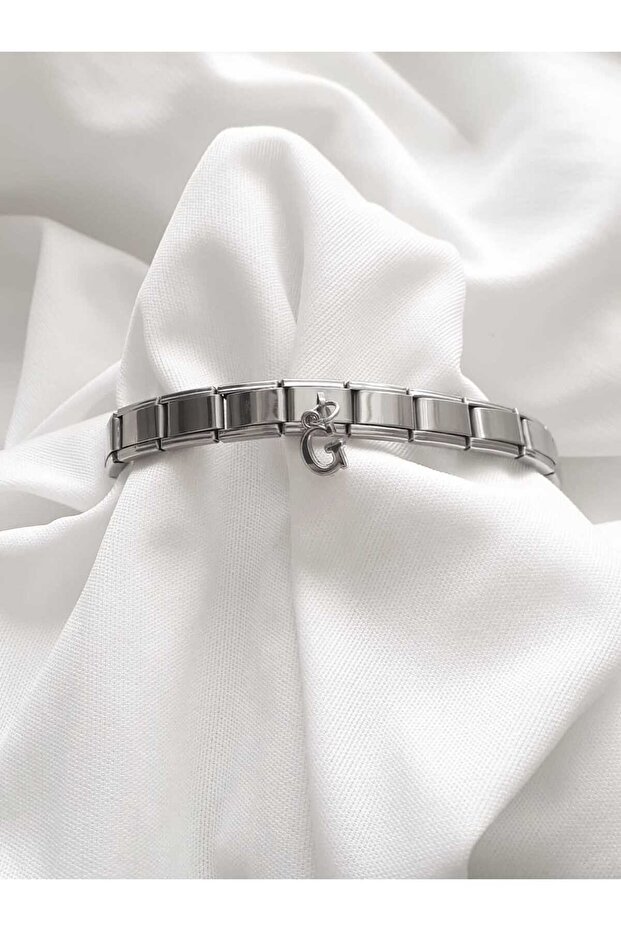 Steel Dangle g Letter Italian Charm Bracelet