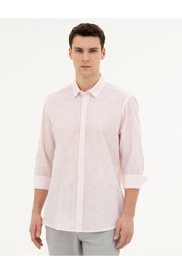 Açık Pembe Regular Fit Uzun Kollu Gömlek 50284926-VR078 - 3