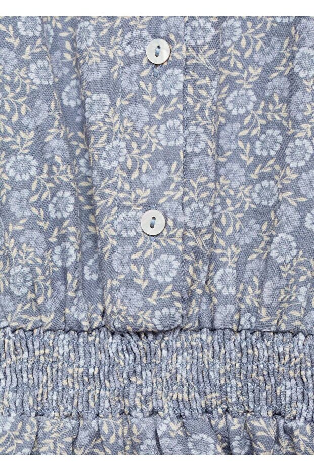 Düğmeli çiçekli elbise - 4