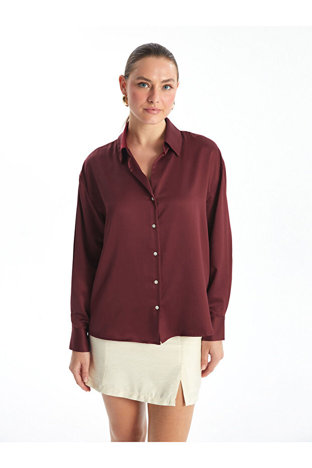 Lcwk Oversize Saten Kadın Gömlek - 1