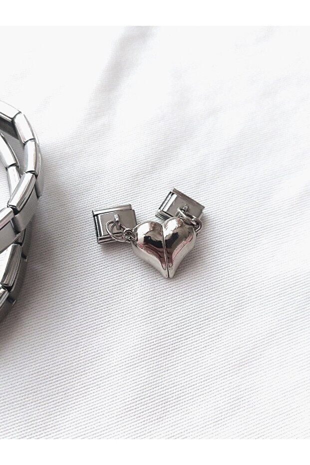 Steel Double Heart Figured Couple&Bff Italian Charm