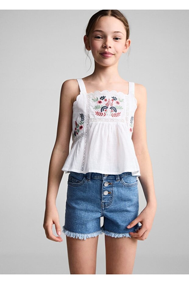 Düğmeli kot şort - 1