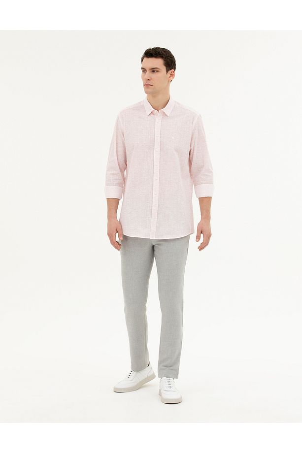 Açık Pembe Regular Fit Uzun Kollu Gömlek 50284926-VR078 - 4