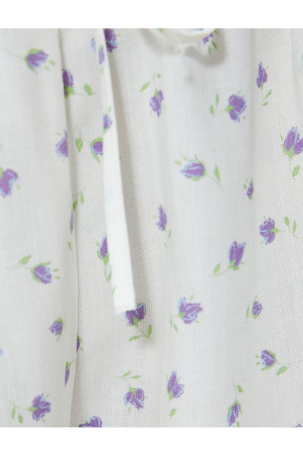 Şort Pijama Altı Çiçekli Beli Bağcıklı Fırfırlı - 6