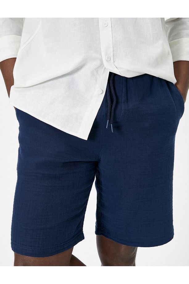 Basic Bermuda Şort Beli Lastikli Cep Detaylı - 5