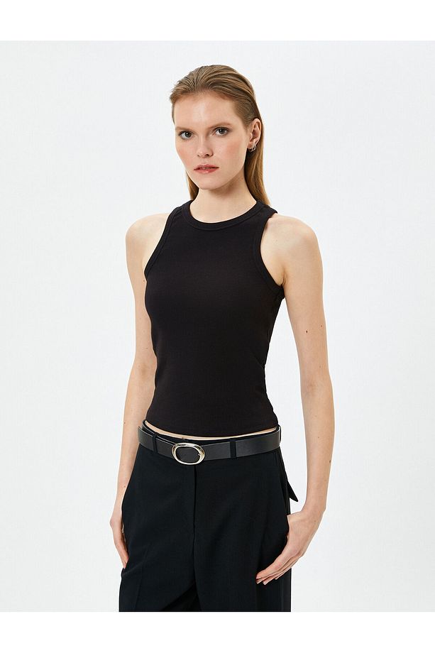 Halter Yaka Atlet Fitilli Basic Pamuklu - 3