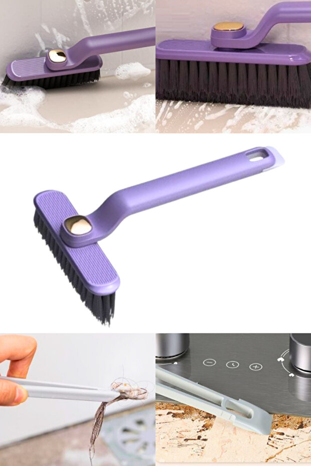 360 Rotatable Cleaning Detail Brush with Tweezers Rotating Head Carpet Tile Kitchen Bathroom Brush