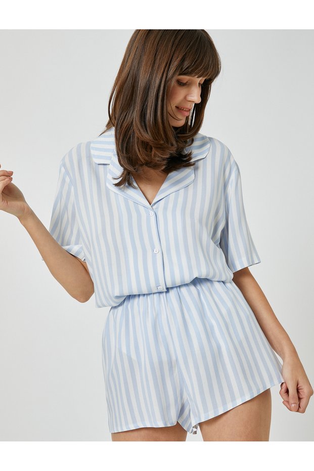 Mini Viscose Pajama Bottoms - Elastic Waist Shorts