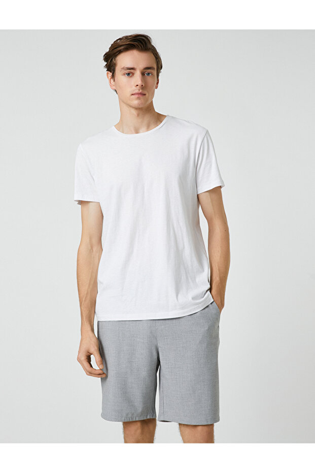Basic Woven Shorts with Lace Waist and Pocket Detail