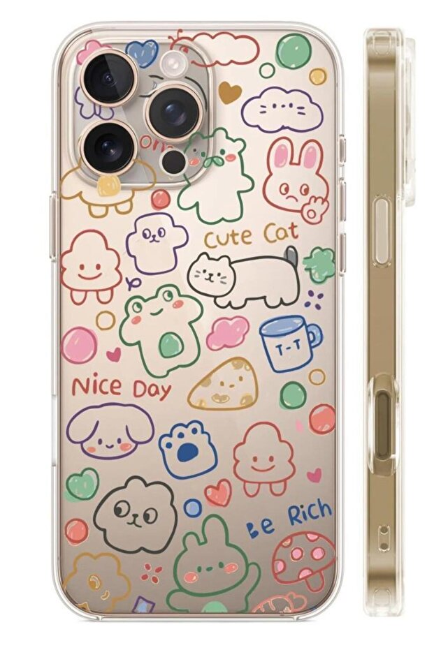 Patterned transparent silicone case compatible with iphone 16 pro max - 1