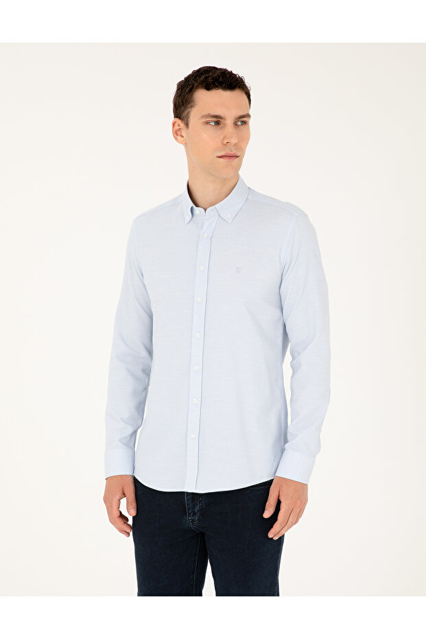 Light Blue Slim Fit Long Sleeve Shirt 50291042 -Vr003