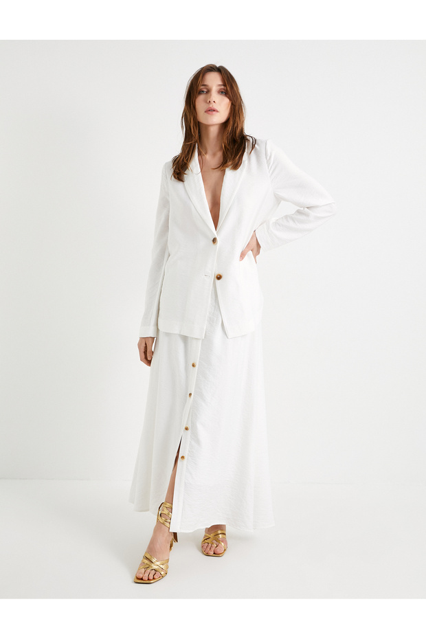 Blazer Jacket Double Breasted Buttoned Viscose
