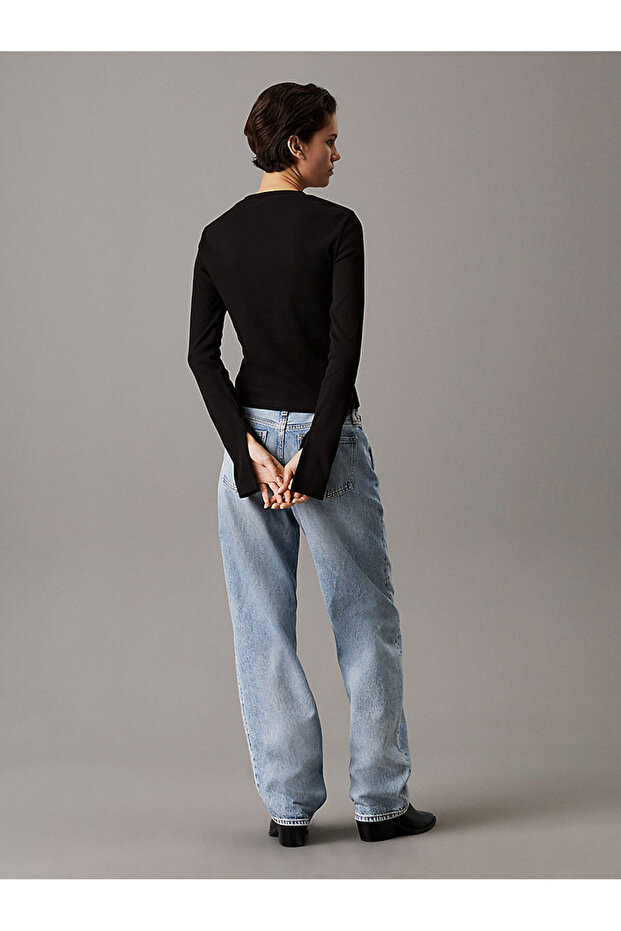 WOVEN LABEL RIB LS TOP - 2